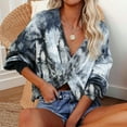 thumbnail image 5 of Women Casual Floral Cross Shirt Tee Tops V-neck Long Sleeve Loose Shirt Blouse Tops, 5 of 12