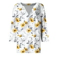 thumbnail image 4 of CYMMPU Floral Printed 3/4 Sleeve Loose Fit V Neck Spring Tops Summer Fashion Shirts Blouses for Women Dressy Casual Business Elegant Work Topss Multicolor XXXL, 4 of 5