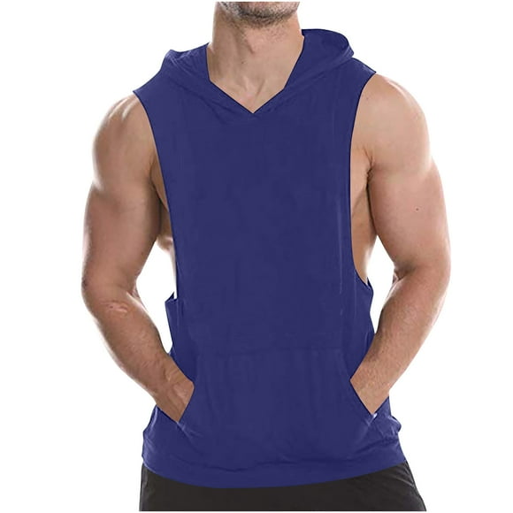 CHGBMOK Mens Tank Tops Summer Workout Hooded Tank Tops Bodybuilding Muscle Cut Off T Shirt Sleeveless Gym Hoodies Sizes S-2XL