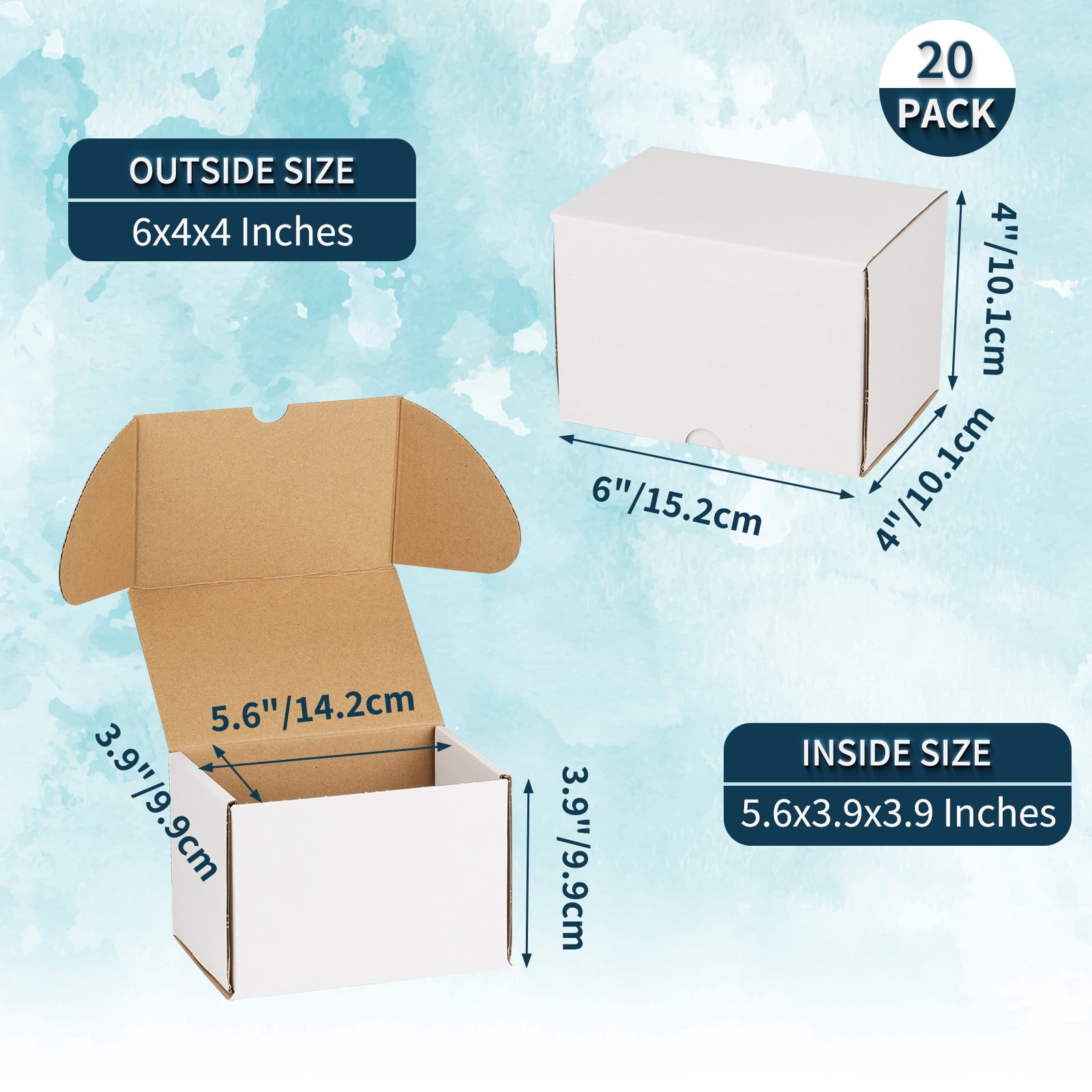 (50 pack)6x4x4 Shipping Boxes, Small Tuck-Top Corrugated Box, Mailer Box, white