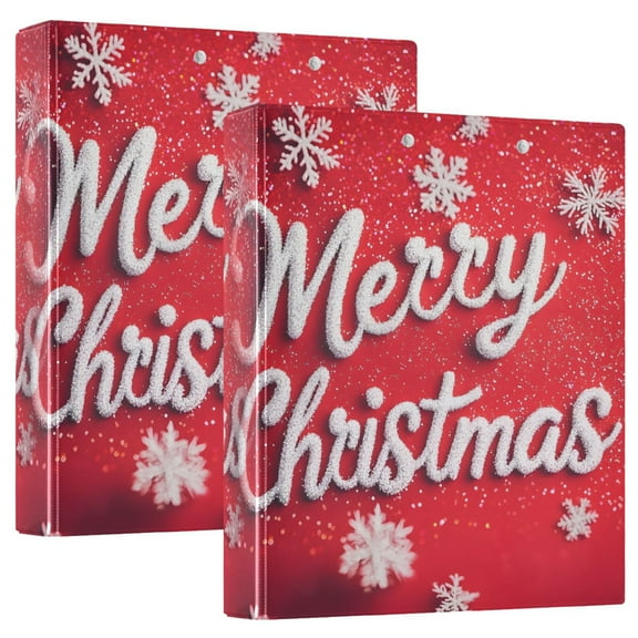 joogoo Snoflake Merry Chritsmas Hardcover 3 Ring Binder 1.5" Round Rings Interior Pockets Binders Organizer 2 Pack