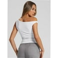 thumbnail image 5 of Womens Summer Off The Shoulder Sleeveless One Shoulder Ruched Asymmetrical Going Out Tank Crop Tops Shirts, 5 of 6