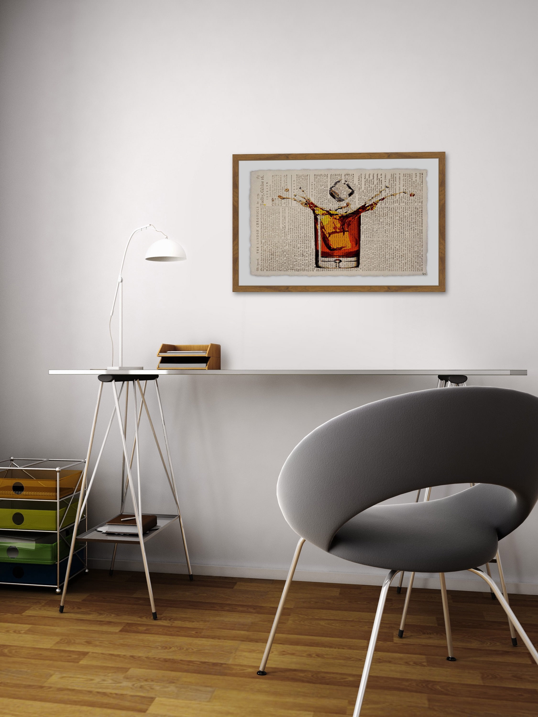 Liquor Splash Framed Painting Print