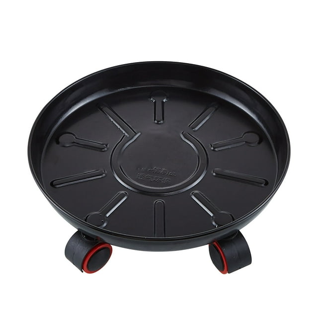 Water Pot for Plants Iron Metal Universal Wheel Base Circular Thickened Pad with Water Receiving Box,Movable Iron Metal Flower Pot with Roller Tray Metal Flower Pot