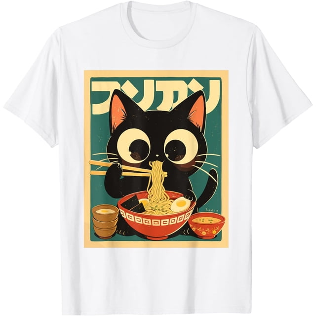 Cat Ramen - Camiseta japonesa divertida de anime kawaii japonesa