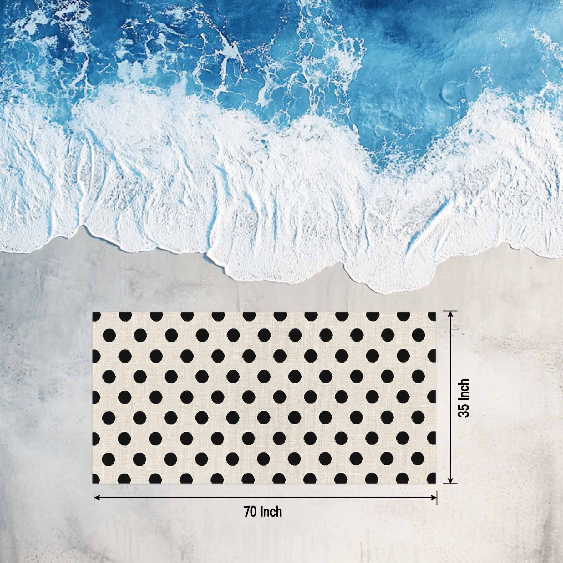Beach Towel Black White Polka Dots Bath Pool Towels Cute Solid Color Linen Absorbent Beach Towel Soft Large Quick Dry Lightweight Camping Travel Sports Yoga Gym Swim Towels for Adult 35x70 Inch