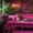 Pink, variant on Tawny Jaguar Resting Hot Pink Tufted Velvet Sofa Tropical Floral Mural Framed Canvas Wall Art,Maximalist Jungle Animal Decor for Living Room Ready to Hang-12"L x 8"W