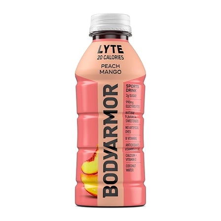2 pack BODYARMOR LYTE Sports Drink Low-Calorie Sports Beverage, Peach Mango, Natural Flavors With Vitamins, Potassium-Packed Electrolytes, No Preservatives, Perfect For Athletes, 16 Fl Oz