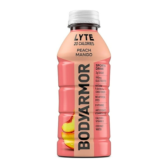 2 pack BODYARMOR LYTE Sports Drink Low-Calorie Sports Beverage, Peach Mango, Natural Flavors With Vitamins, Potassium-Packed Electrolytes, No Preservatives, Perfect For Athletes, 16 Fl Oz