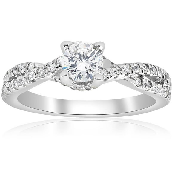 Pompeii 3/4ct Diamond Infinity Engagement Twist Ring 14K White Gold (G/H,I1-I2)