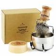 thumbnail image 1 of Brocha de afeitar Anbbas Pure Badger Hair con jabón, 100 g y soporte, 1 of 7