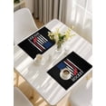 thumbnail image 5 of Black American Flag Placemats Set of 12, Abstract Red Hockey Stripes Us Flag Placemats for Dining Table, Place Mats for Kitchen Tabletop, Waterproof Wipeable Dining Table Mats Set, 5 of 9