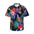 thumbnail image 2 of Picia Tropical Palm Leaves Gentle Cotton Regular Fit Short Sleeve Casual Hawaiian Shirt for Men-Small, 2 of 9
