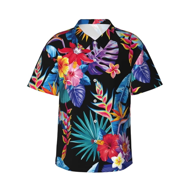 Fotbe Tropical Palm Leaves Camisa Hawaiana para Hombre Unisex – Camisa Casual de Verano con Botones de Manga Corta de Algodón y Lino,XX-Large