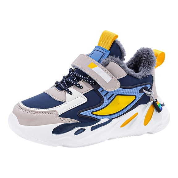YLYL Kids Boy Girl Sneakers Fur Lined Hook and Loop No Slip Lace up Outdoor Walking Running Hiking Shoes