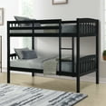 thumbnail image 2 of Linon Elinda Wood Twin over Twin Bunk Bed with Built-In Ladder, Black, 2 of 15