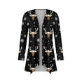 thumbnail image 4 of Women's Fashionable Loose-Fit Casual Cardigan with Christmas Print Mid-Length Coat for Holiday Outfits and Comfortable Wear,Black,3XL, 4 of 6