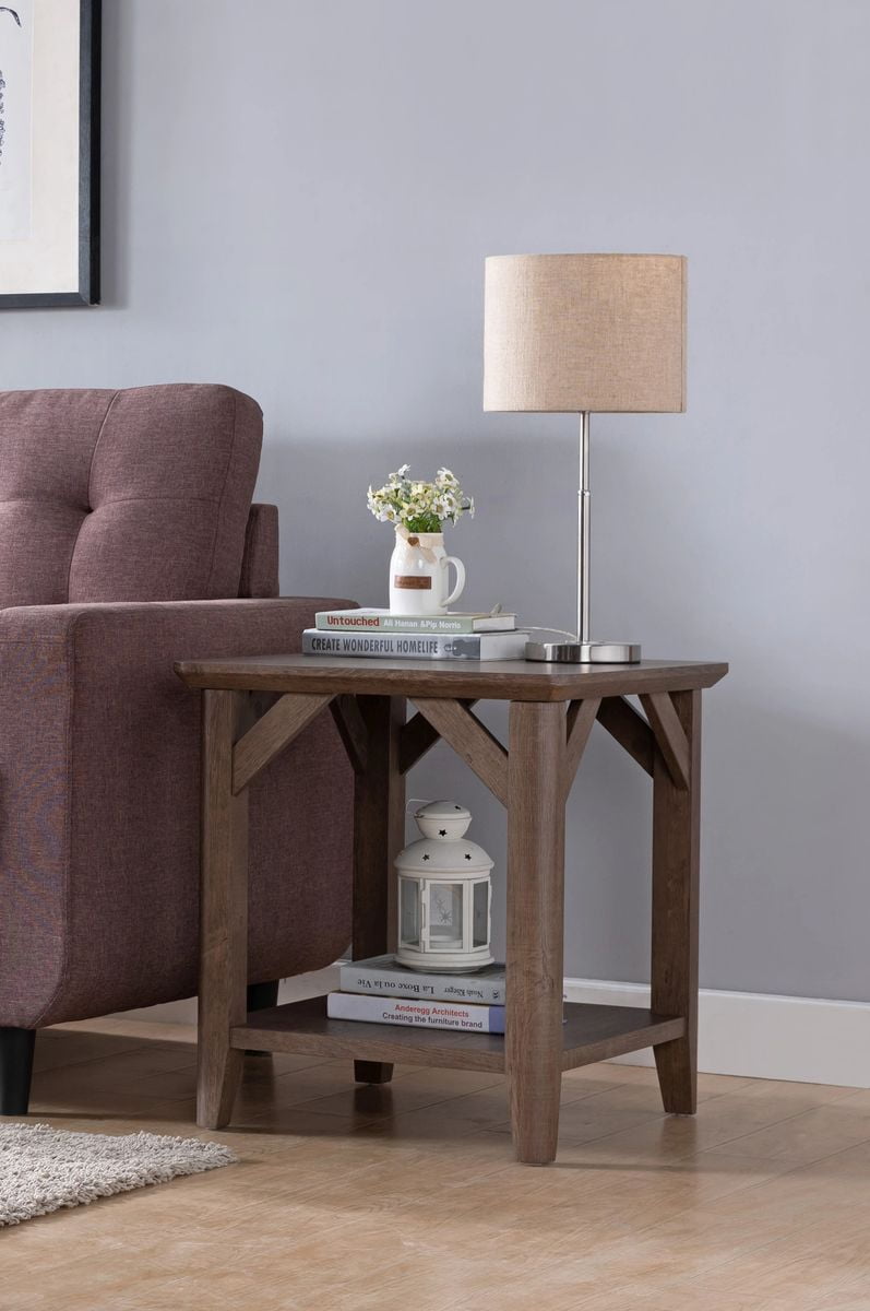 walmart belham living on Fc Design Walnut Oak End Table With Bottom Storage Compartment Walmart Com Walmart Com