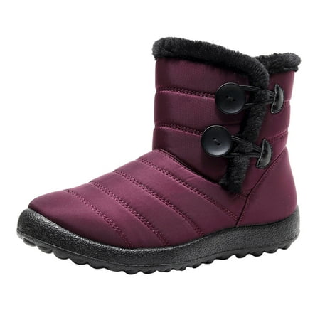 

Boots for Women Girls Short Bootie Outdoor Winter Warm Shoes Ankle Snow Boots Pu Red 42