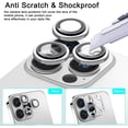 thumbnail image 4 of for iPhone 14 Pro & iPhone 14 Pro Max Camera Lens Protector,Ultra Clear [Aluminum Edge] 9H Hardness Tempered Glass Camera Ring Cover with Easy Installation Tray [3Pcs in 1 Set]-Silver, 4 of 5
