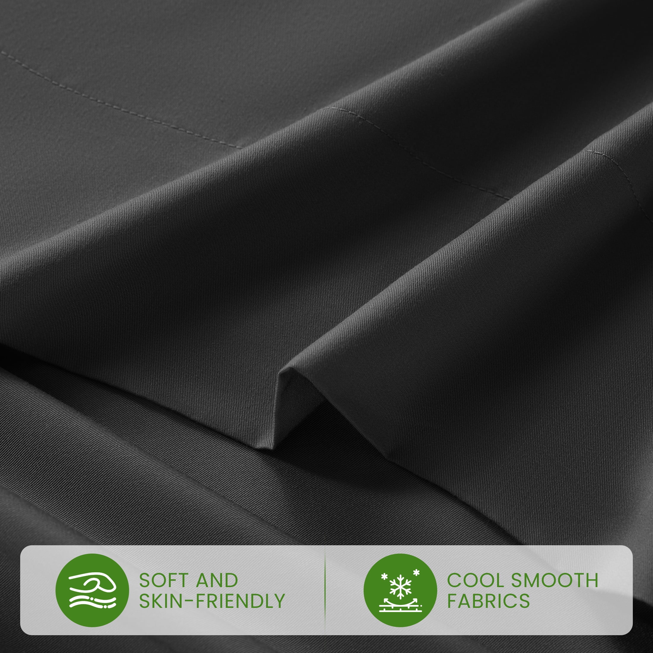 Sonoro Kate 100% Organic Luxurious Bamboo Sheets, King Sheet Set 4-Piece with 16" Deep Pocket, Silky Smooth Luxury Bed Sheets, Black