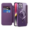 thumbnail image 4 of Allytech Wallet Case for iPhone 14 Plus with Card Slots & Lens Protector, Compatible with MagSafe, Slim Shockproof Anti-Scratch Clear Back Panel [RFID Blocking] Case - Purple, 4 of 7