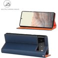thumbnail image 3 of Fit for Google Pixel 6 Genuine Leather Wallet Case with RFID Blocking Card Holder,Headset Winder,Flip Folio Magnetic Closure,Kickstand,Wrist Strap Cover Case for Google Pixel 6,6.4",Dark Blue, 3 of 14