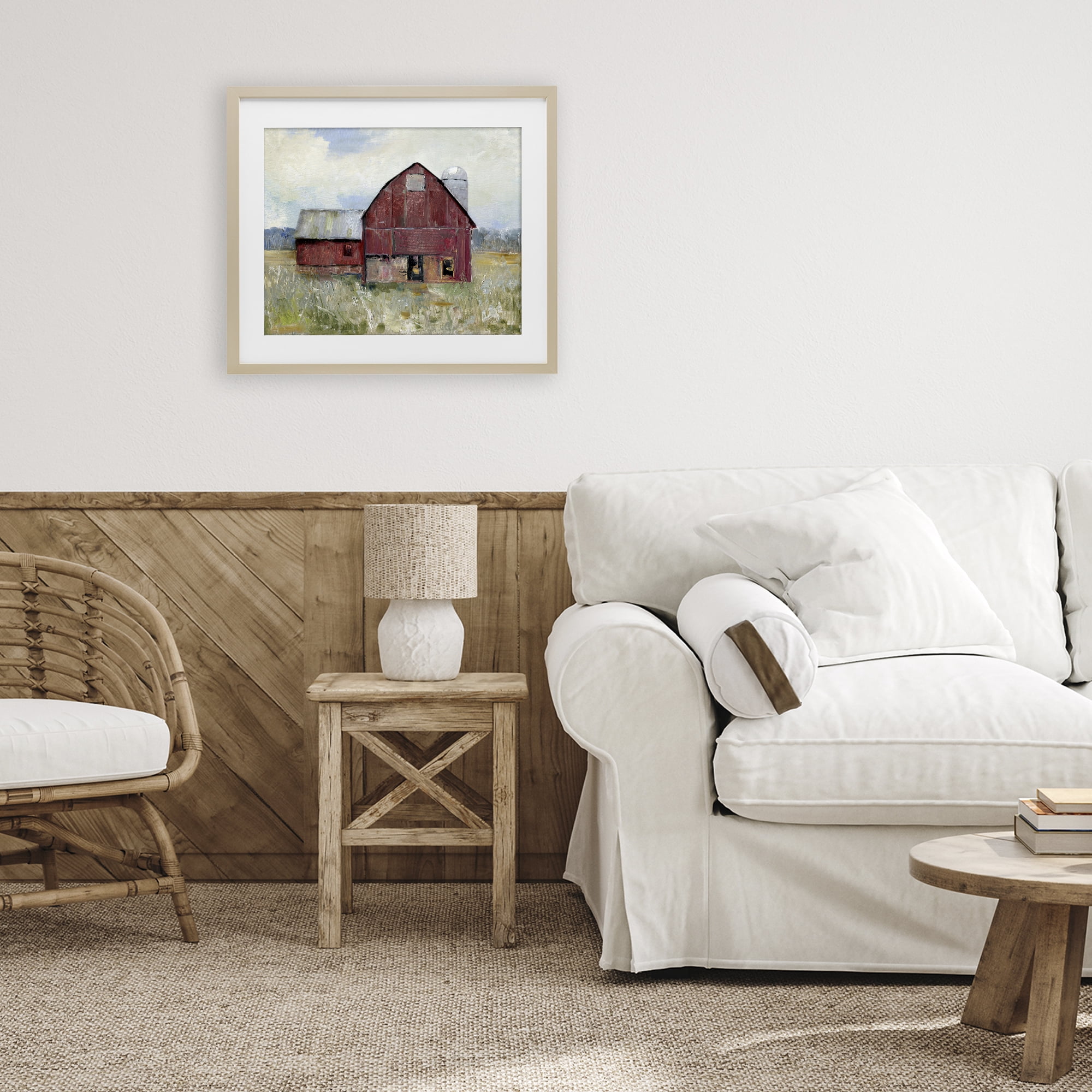 Stupell Industries Red Rugged Barn Birch Framed Print Under Glass, design by Sally Swatland