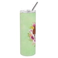 thumbnail image 2 of Basset Hound Green Flowers Double Walled Stainless Steel 20 oz Skinny Tumbler, 2 of 4