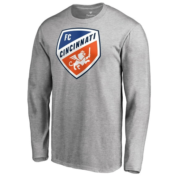 Men's Heather Gray FC Cincinnati Primary Logo Long Sleeve T-Shirt