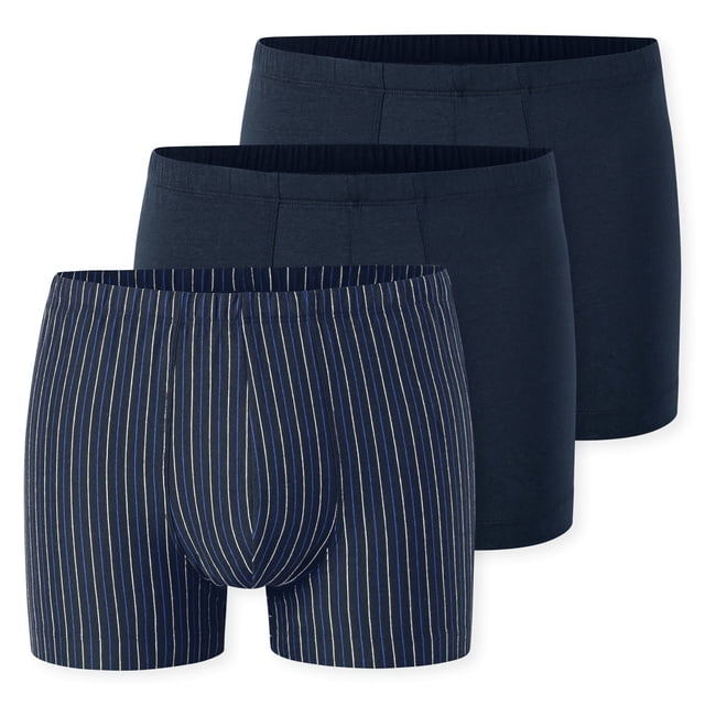 SCHIESSER Bóxers para hombre, paquete de 3 - «95/5», algodón elástico, lisos/rayados Azul XL (X-Large)