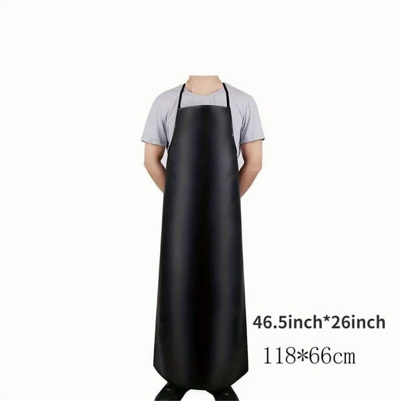 PU Leather Heavy Duty Waterproof Apron for Dishwashing 40 Inch Work Apron PU Leather Dishwasher Apron for Men Cleaning Apron Lig