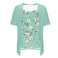 thumbnail image 6 of Clears Daisy Tee Shirts for Women Fake Two Piece Blouses Square Neck Tee Causal Pleated Short Sleeve Shirts Floral Cottage Tunic Tops Loose Fitted T Shirts Dressy Causal Blouse Holiday Party Clothing, 6 of 7