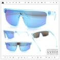 thumbnail image 2 of Bold Color Mirror Shield Sport Plastic Wrap Curved Sunglasses Blue - Blue Mirror, 2 of 8