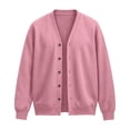 thumbnail image 5 of V‑Neck Loose Fit Cardigan for Men Long Sleeve Button Down Casual Coat Soft Stretch Fall Basic Jacket for Work Travel Hiking Daily Wear,L,Pink, 5 of 9