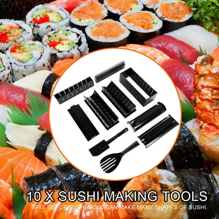Sushi Making Kit - Home Cooking Gift Set for Kids and Adults - Silicone Sushi Roller with Recipe Book - DIY Sushi Maker Mold
