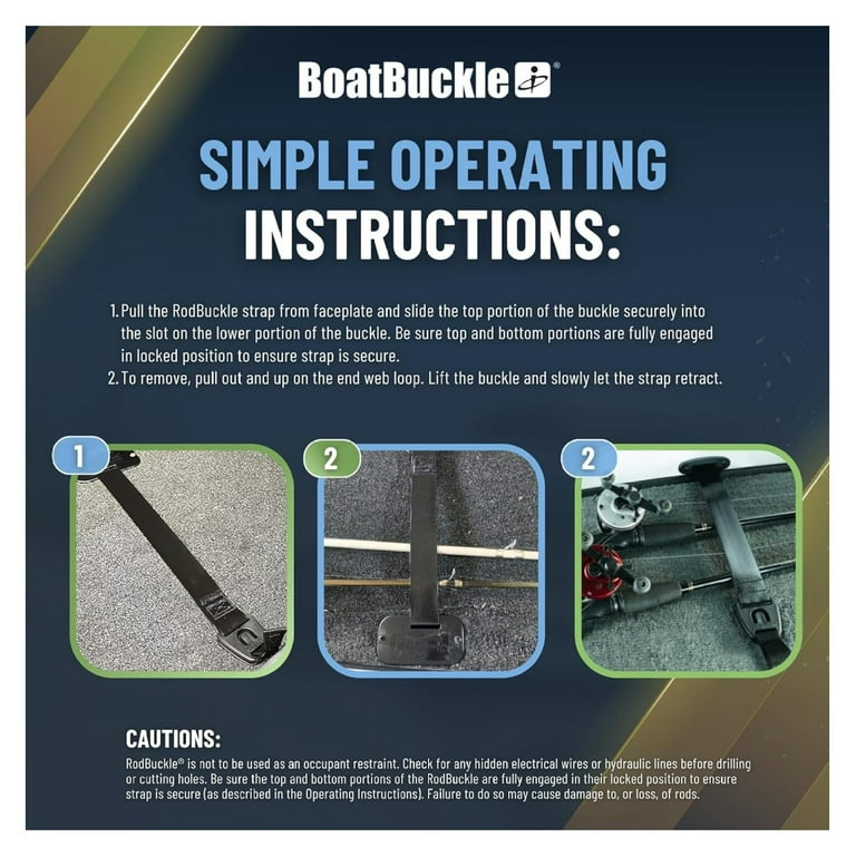 Boat Tie Down Straps BoatBuckle Gunwale/Deck Mount Retractable Rod