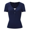 thumbnail image 5 of yunLCZ Women Shirts Short Sleeve Crop Tops For Women V Neck Down Crop Tee Slim Fit Trendy Basic Crop Tops, 5 of 6