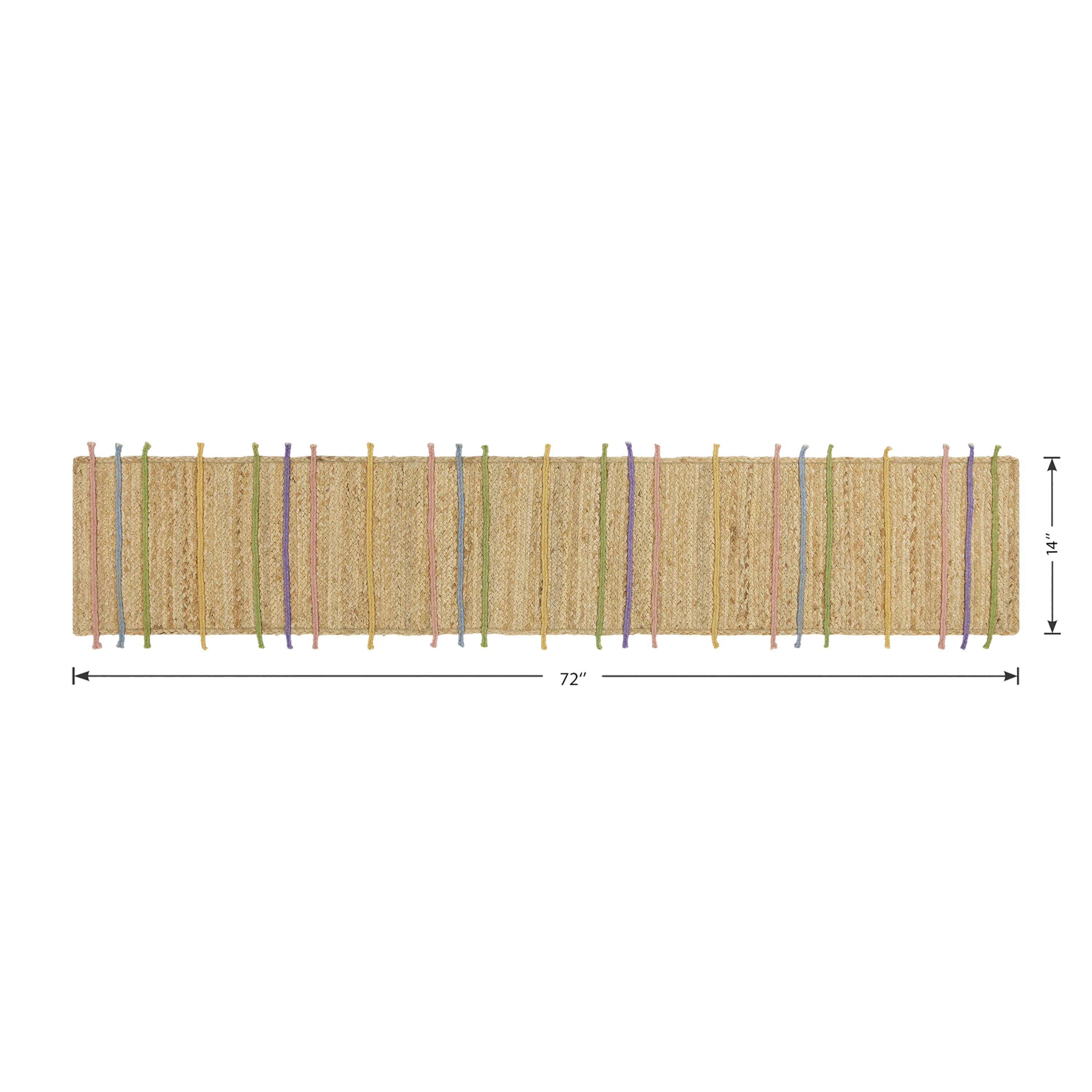 Easter Jute Braid Table Runner - 14" x 72" - 100% Jute, Natural & Multi-color