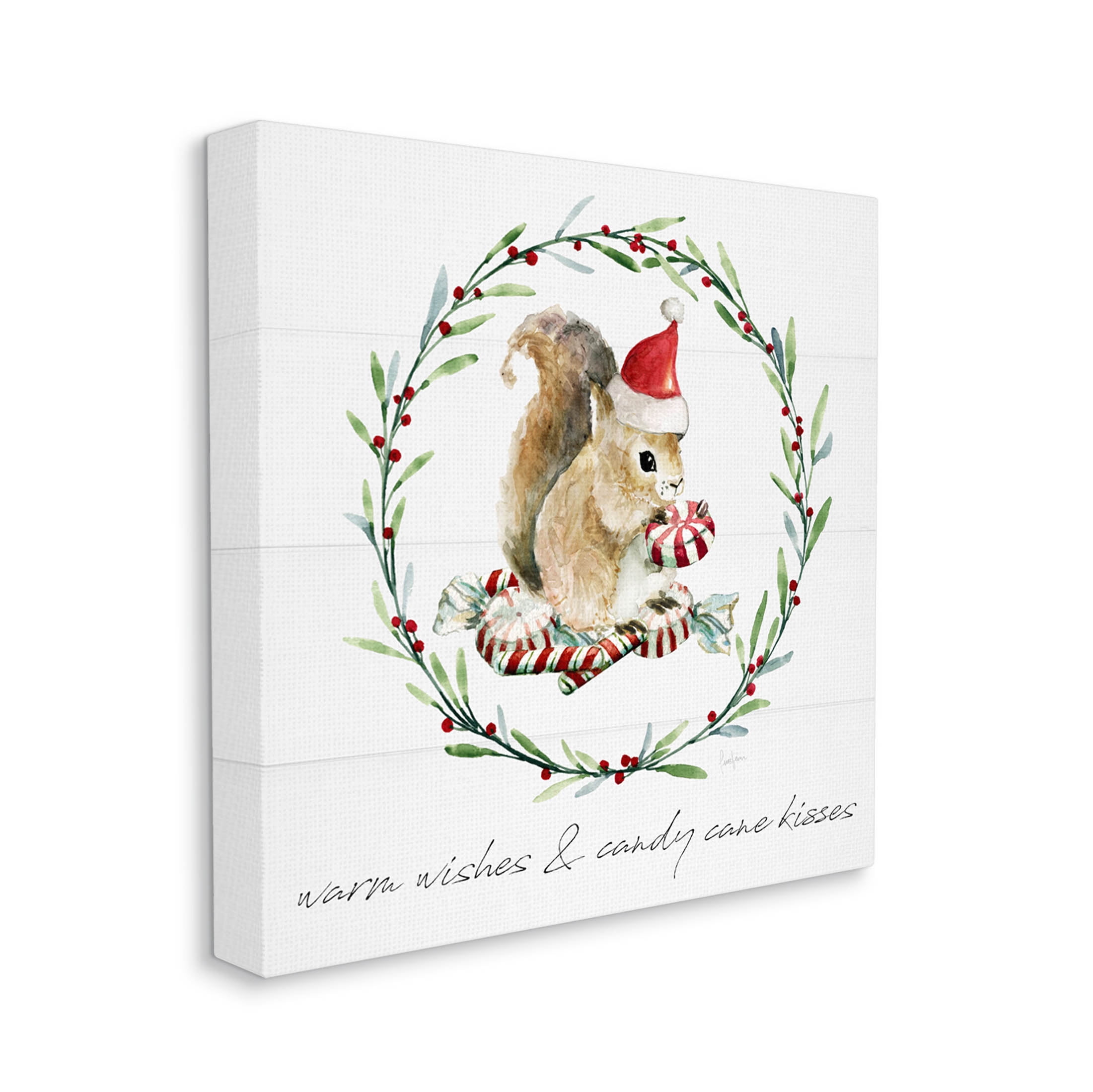 Stupell Industries Warm Wishes & Candy Kisses Phrase Graphic Art Gallery Wrapped Canvas Print Wall Art, Design by Livi Finn