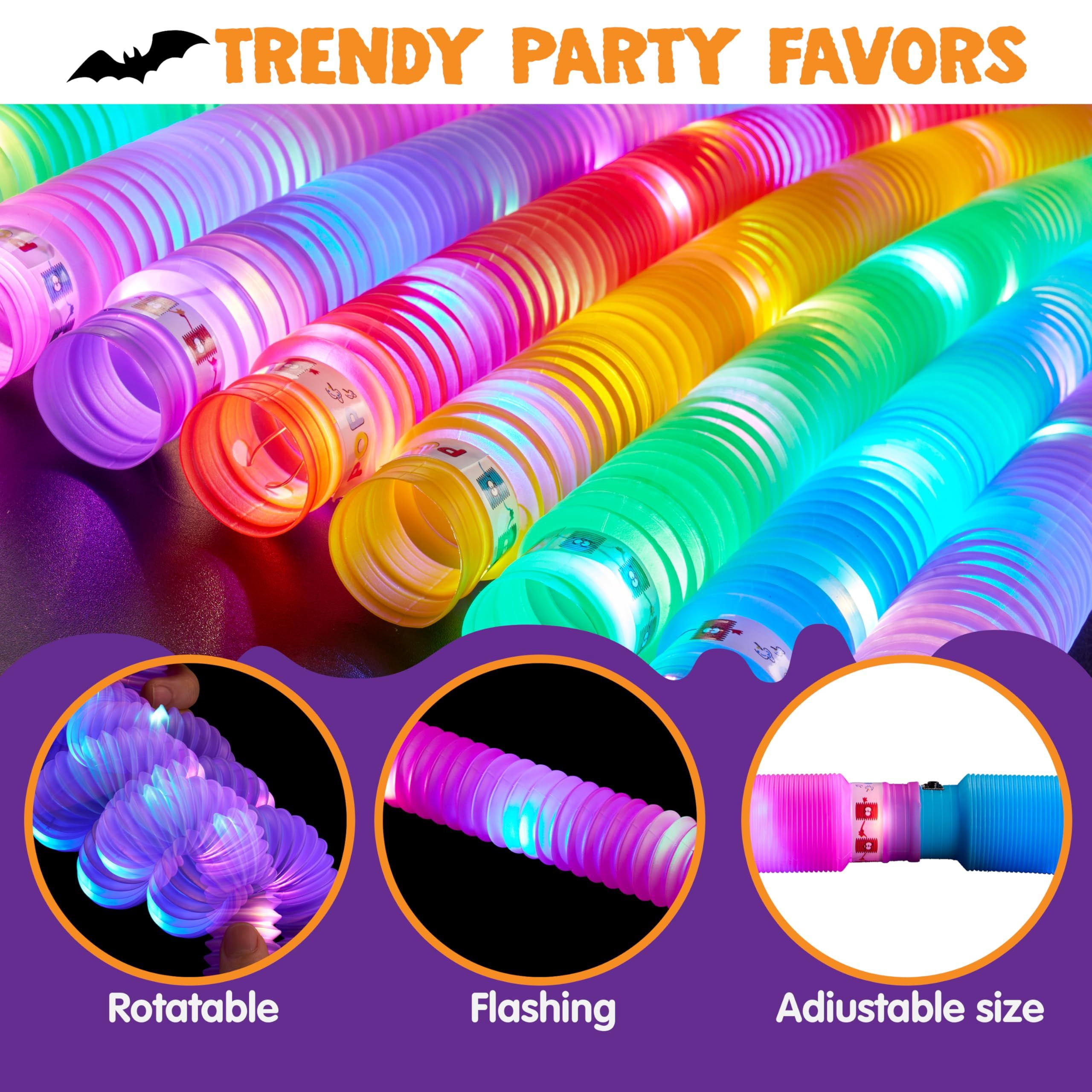 Joyfy 12PCS Halloween Glow Sticks, 6 Colors Glowsticks for Kids Trick or Treat, Halloween Light Up Pop Tube Toys, Bulk Party Supplies Favors