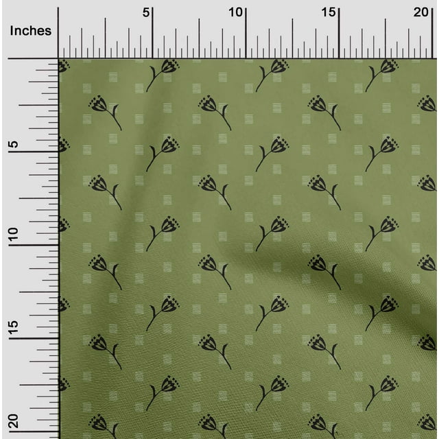 oneOone Polyester Lycra Fabric Line & Floral Block Printed Craft Fabric BTY 56 Inch Wide