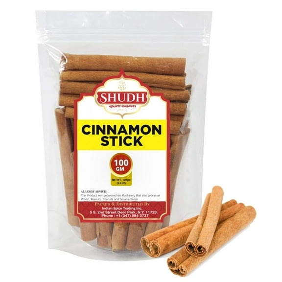SHUDH Cinnamon Sticks 100GM (3.5 Oz) | Cassia Cinnamon | Canela | Perfect for Baking, Cooking & Beverages & Oatmeal| 2 3/4" Length | 100% Raw From Indonesia (100 GM)