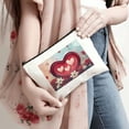 thumbnail image 4 of Pratyus Tote Bag Valentine Gift Pink Love Cosmetic Bag with Hearts Flowers Romantic Theme for Women Friends Travel Essentials Ladies Accessories Travelling Stuff White, 4 of 6