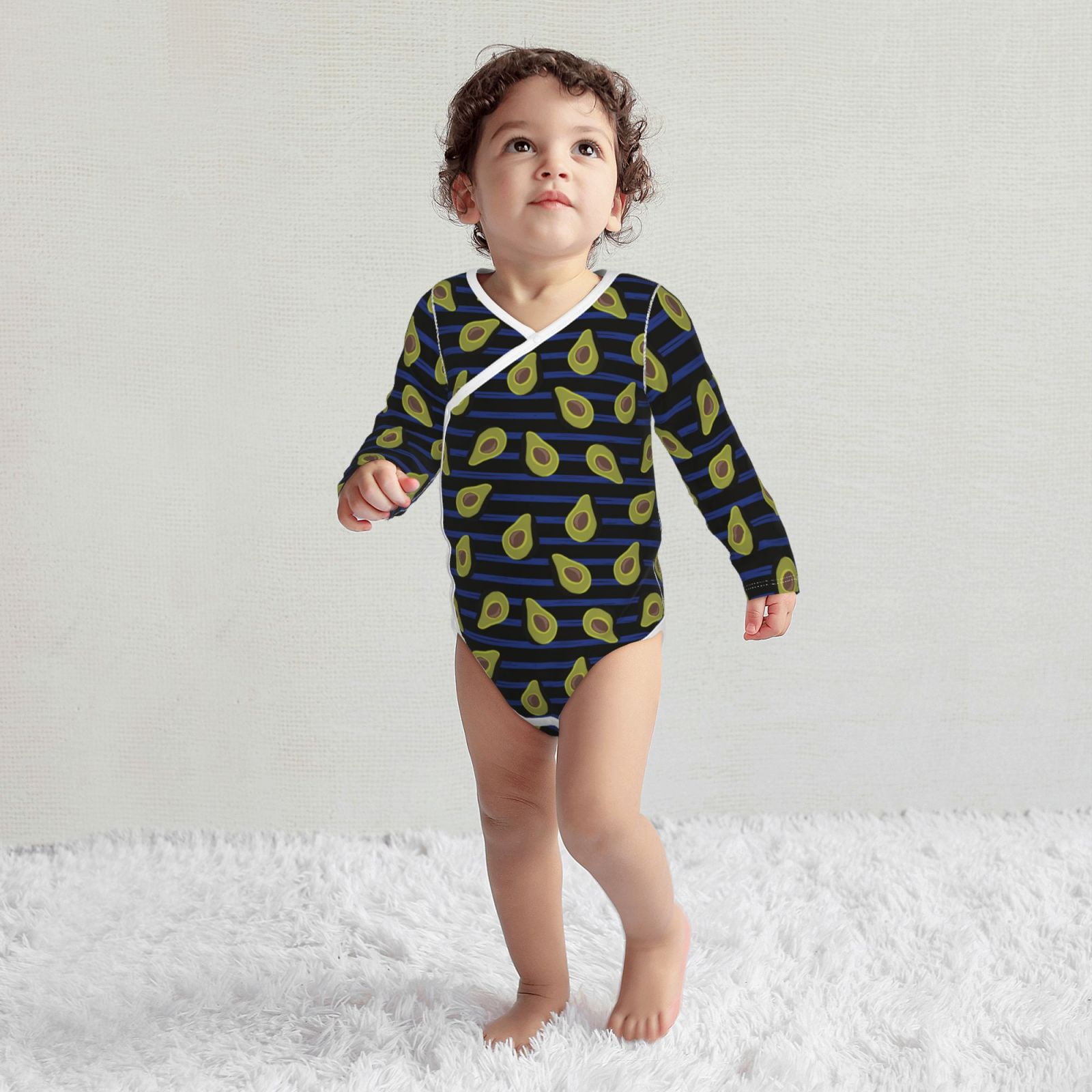 Xecao Avocado Print Baby unisex-baby Cotton Long-sleeve Bodysuits-12 Months