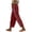 Red, variant on cfhntfmh Women Casual Lightweight Pants Drawstring Lace Side Eyelet Pants with Pockets Trendy Cropped Beach Pants