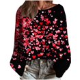 thumbnail image 4 of Women's Valentine's Day Knit Tees Trendy Long Sleeve Loose Crewneck Valentines Party Casual Shirts Fashion Clothes, 4 of 5