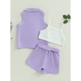 thumbnail image 4 of Coduop Girls 3Pcs Outfit Set Sleeveless Button Down Blazer and Tank Top Belted Shorts Set Kids Suit, 4 of 8