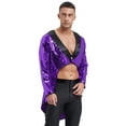 thumbnail image 2 of CHICTRY Mens Ringmaster Circus Show Dress-up Sequins Tuxedo Tailcoat Magician Blazer Jacket Purple 3XL, 2 of 6