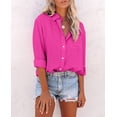 thumbnail image 2 of Siliteelon Womens Button Down Shirts Long Sleeve V Neck Cotton Blouse Tops with Pocket, 2 of 5